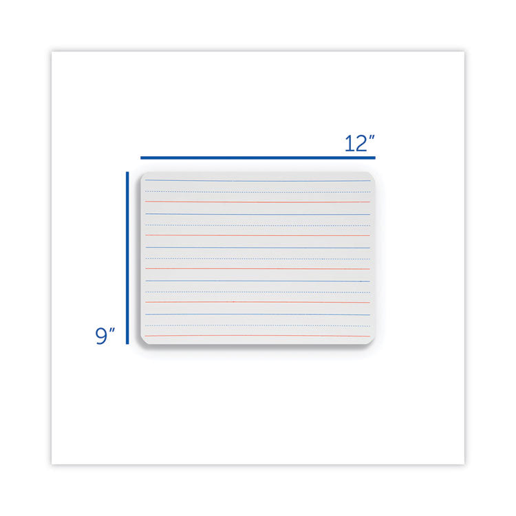 Two-Sided Red/Blue Ruled Dry Erase Board, 12" x 9", White Surface, 12/Pack