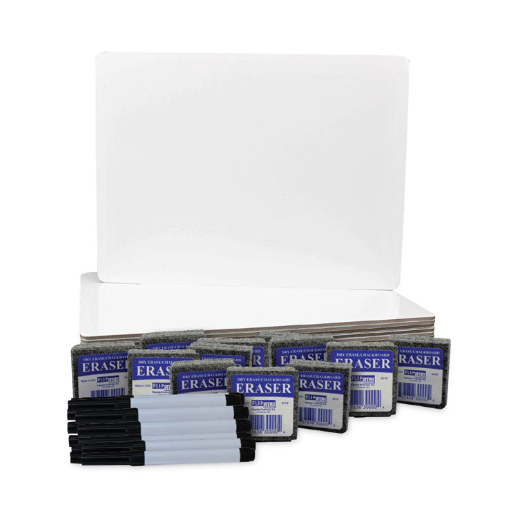 Magnetic Dry Erase Board Set, 12" x 9", White Surface, 12/Pack