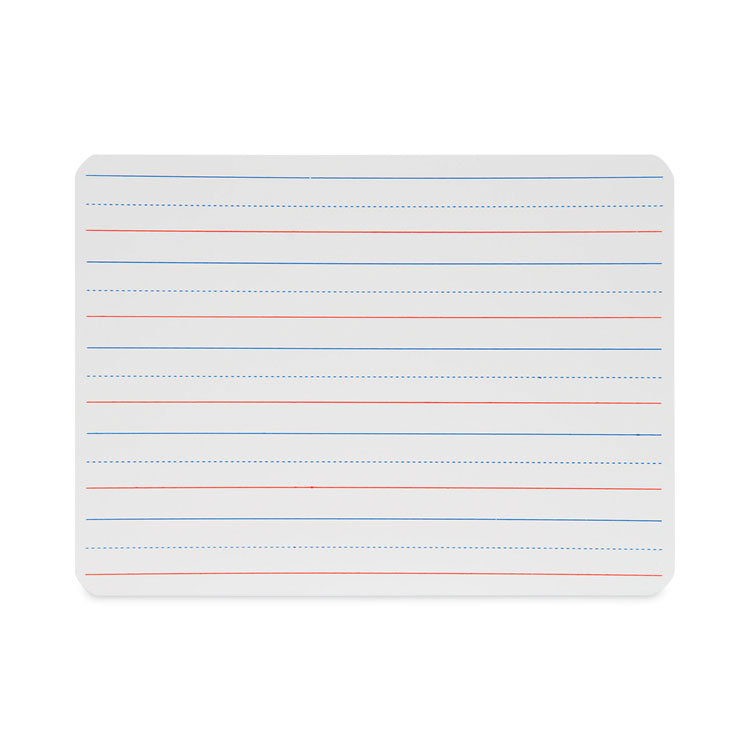 Magnetic Two-Sided Red/Blue Ruled Dry Erase Board, 12" x 9", White Surface, 12/Pack
