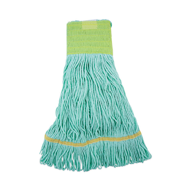Ecomop Looped-End Mop Head, Recycled Fibers, Medium Size, Green