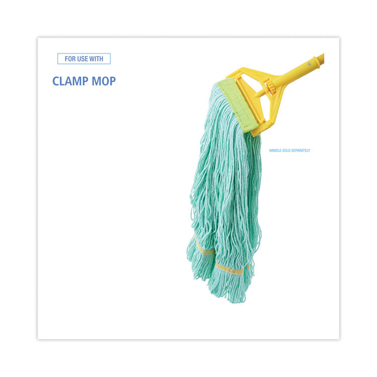 Ecomop Looped-End Mop Head, Recycled Fibers, Medium Size, Green