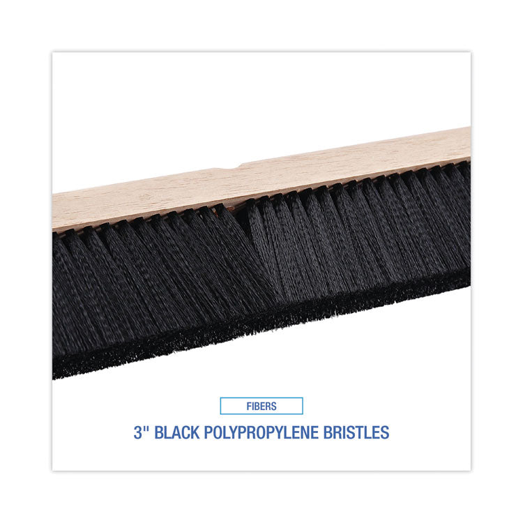 Floor Brush Head, 3" Black Polypropylene Bristles, 36" Brush