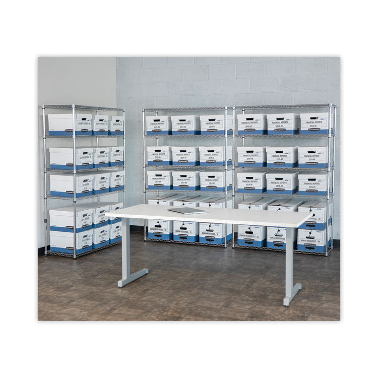 Stor/file Medium-Duty Letter/legal Storage Boxes, Letter/legal Files, 12.75" X 16.5" X 10.5", White/blue, 4/carton