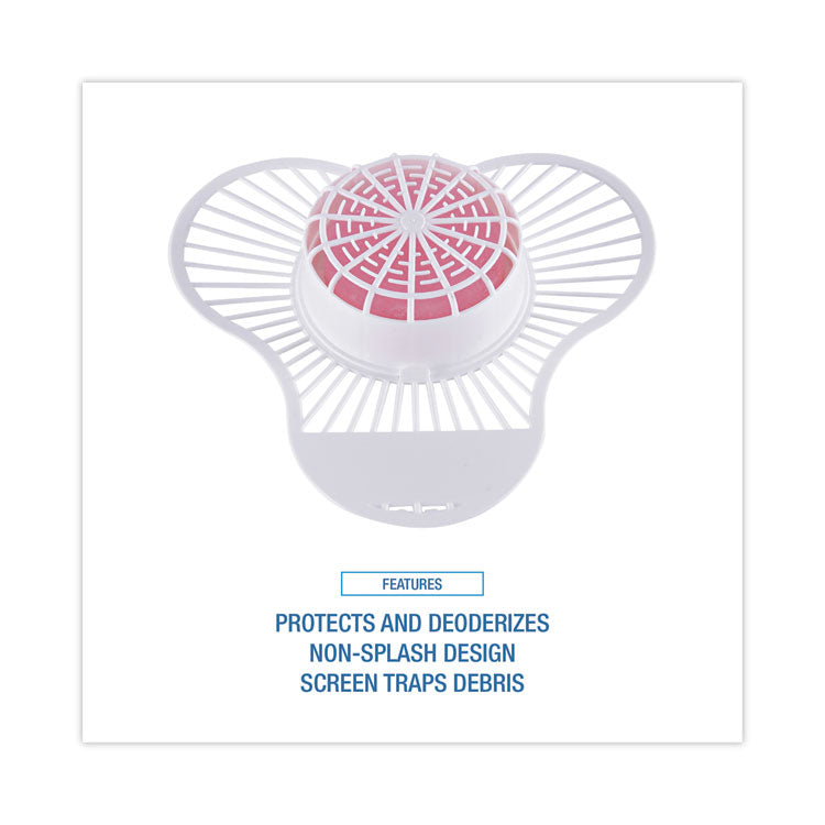 Urinal Screen With Para Deodorizer Block, Cherry Scent, 3 Oz, Red/white, 12/box