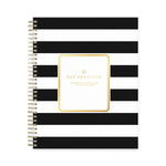 Day Designer Daily/Monthly Frosted Planner, Rugby Stripe Artwork, 10 x 8, Black/White Cover, 12-Month (July-June): 2025-2026