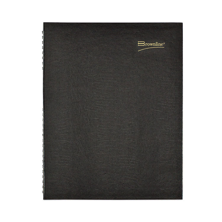 CoilPro Weekly Appointment Book in Columnar Format, 11 x 8.5, Black Lizard-Look Cover, 12-Month (Jan to Dec): 2025