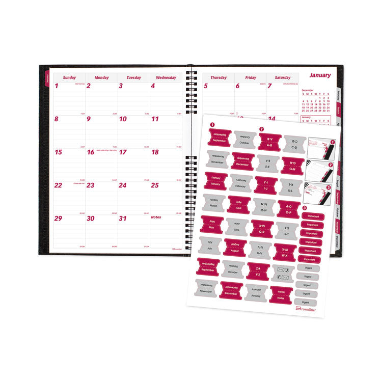CoilPro 14-Month Ruled Monthly Planner, 11 x 8.5, Black Cover, 14-Month: Dec 2024 to Jan 2026