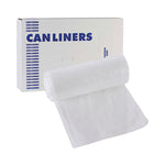 High-Density Can Liners, 10 gal, 6 mic, 24" x 23", Natural, Perforated Roll, 50 Bags/Roll, 20 Rolls/Carton