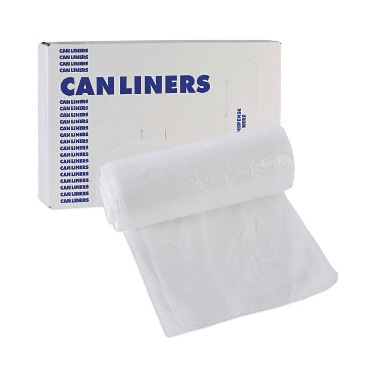 High-Density Can Liners, 10 gal, 6 mic, 24" x 23", Natural, Perforated Roll, 50 Bags/Roll, 20 Rolls/Carton