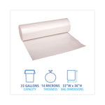 High-Density Can Liners, 33 gal, 14 mic, 33" x 38", Natural, Perforated Roll, 25 Bags/Roll, 10 Rolls/Carton