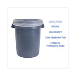 High-Density Can Liners, 33 gal, 14 mic, 33" x 38", Natural, Perforated Roll, 25 Bags/Roll, 10 Rolls/Carton
