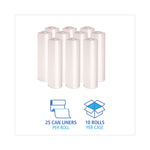 High-Density Can Liners, 45 gal, 11 mic, 40" x 46", Natural, Perforated Roll, 25 Bags/Roll, 10 Rolls/Carton