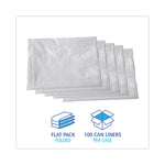 Linear Low Density Industrial Can Liners, 60 gal, 0.9 mil, 38" x 58", White, Flat Pack, 100/Carton