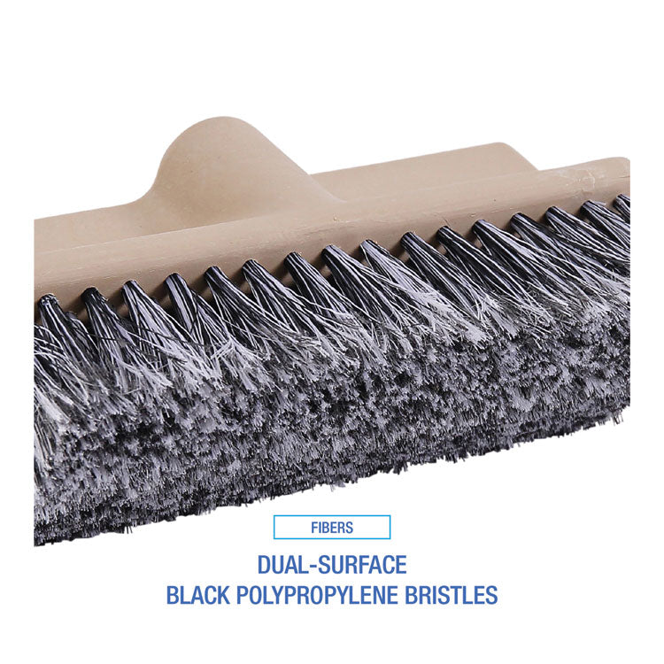 Dual-Surface Vehicle Brush, Black Polypropylene Bristles, 10" Brush, Brown Plastic Handle