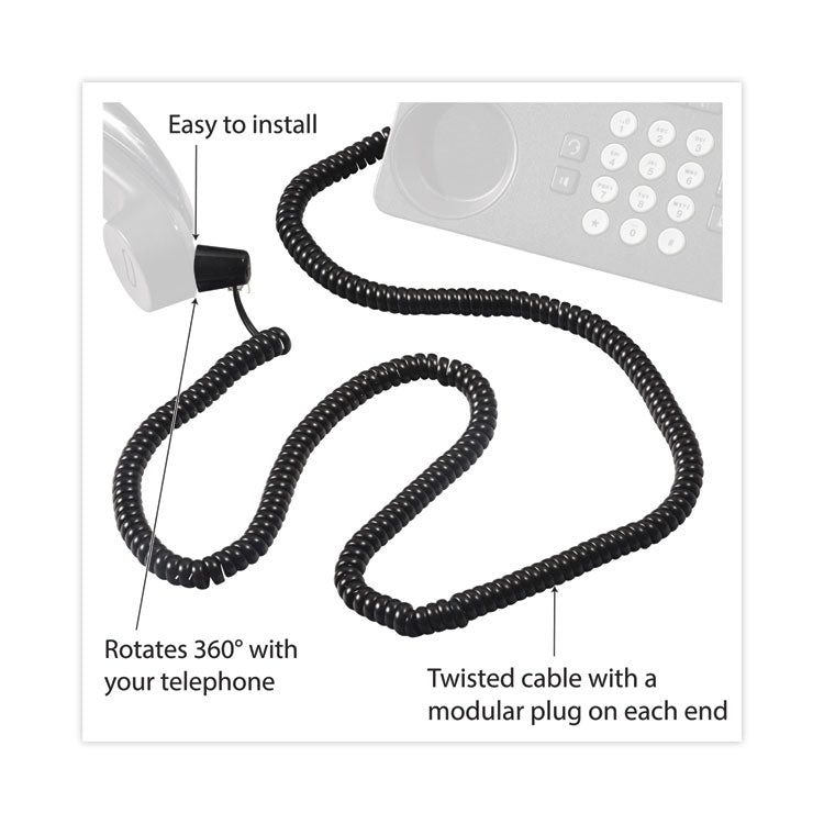 Twisstop Detangler With Coiled, 25-Foot Phone Cord, Black