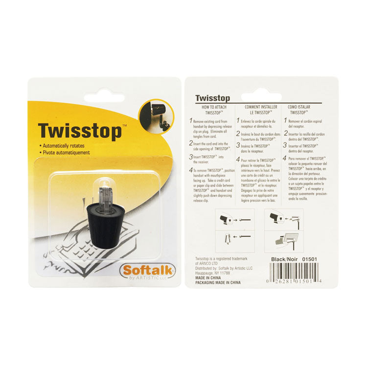 Twisstop Rotating Phone Cord Detangler, Black