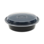 Newspring VERSAtainer Microwavable Containers, 24 oz, 7" Diameter, Black/Clear, Plastic, 150/Carton