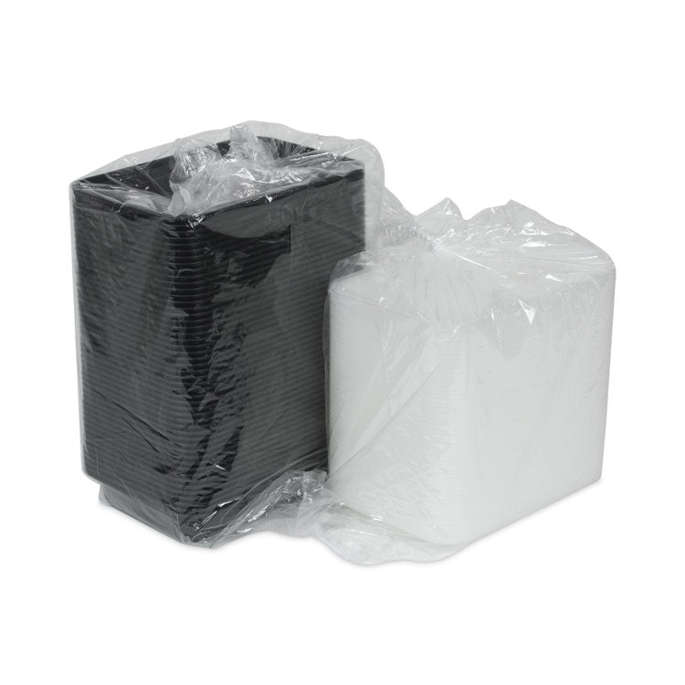Newspring VERSAtainer Microwavable Containers, 28 oz, 8.8 x 6 x 2, Black Base/Clear Lid, Plastic, 150/Carton