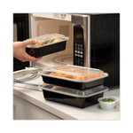 Newspring VERSAtainer Microwavable Containers, 28 oz, 8.8 x 6 x 2, Black Base/Clear Lid, Plastic, 150/Carton