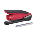 InPower One-Finger 3-in-1 Desktop Stapler, 20-Sheet Capacity, Red/Black