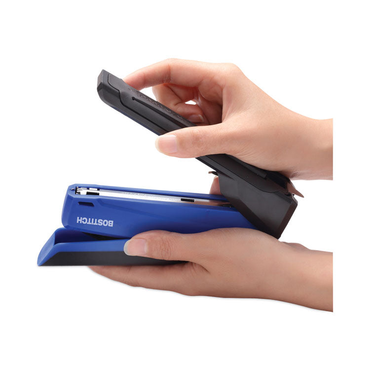 InPower One-Finger 3-in-1 Desktop Stapler, 20-Sheet Capacity, Blue/Black