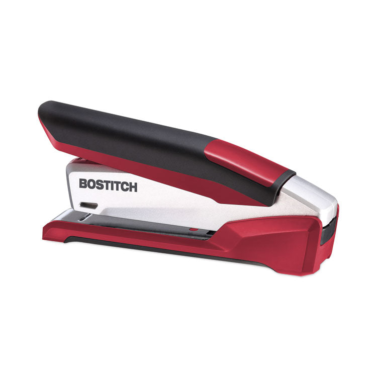 InPower One-Finger 3-in-1 Desktop Stapler, 28-Sheet Capacity, Red/Silver