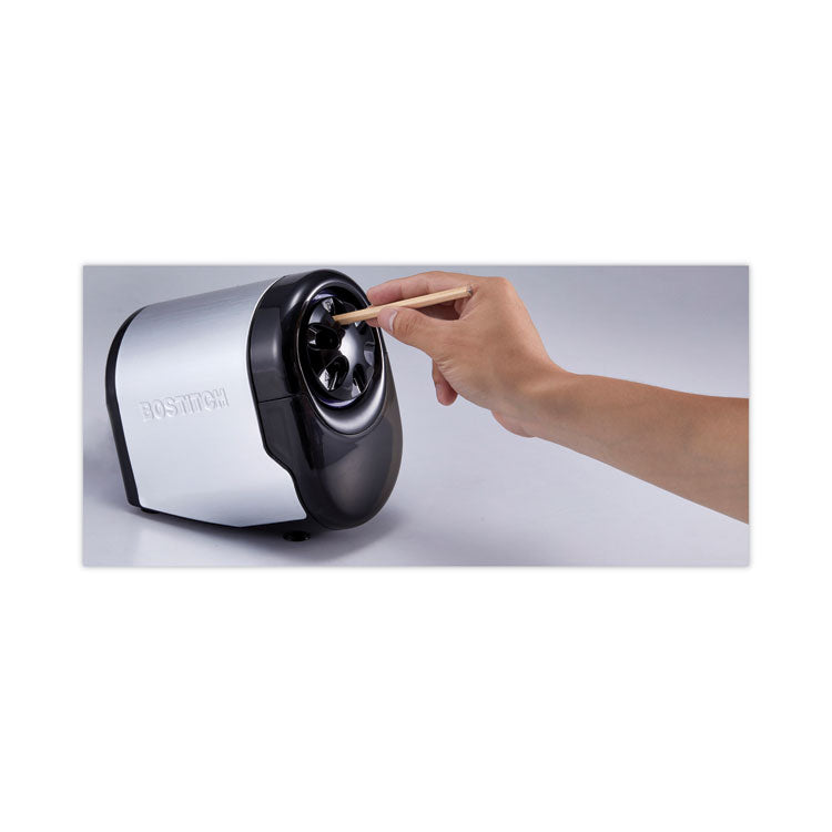 Quietsharp Glow Classroom Electric Pencil Sharpener, Ac-Powered, 6.13 X 10.69 X 9, Silver/black
