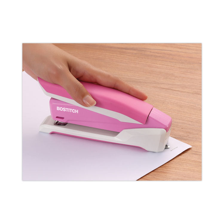 InCourage Spring-Powered Desktop Stapler, Breast Cancer Awareness, 20-Sheet Capacity, Pink/Gray