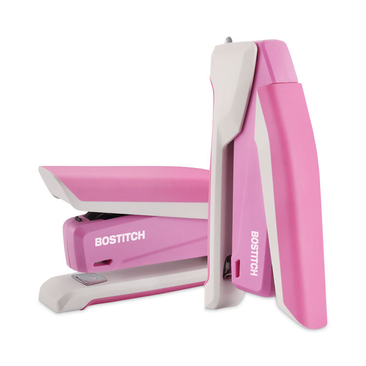 InCourage Spring-Powered Desktop Stapler, Breast Cancer Awareness, 20-Sheet Capacity, Pink/Gray