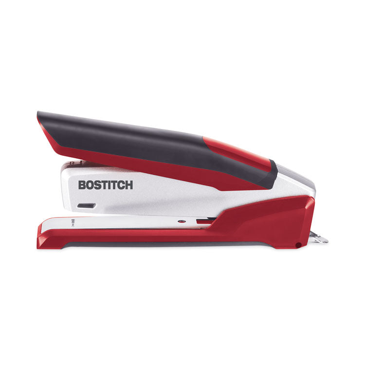 InPower One-Finger 3-in-1 Desktop Stapler, 28-Sheet Capacity, Red/Silver