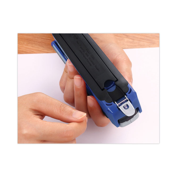 InPower One-Finger 3-in-1 Desktop Stapler, 28-Sheet Capacity, Blue/Silver