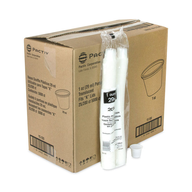 Plastic Portion Cup, 1 oz, Translucent, 200/Sleeve, 25 Sleeves/Carton
