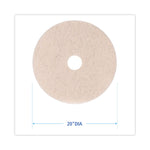 Natural Hog Hair Burnishing Floor Pads, 20" Diameter, Tan, 5/carton