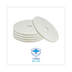 Natural Burnishing Floor Pads, 20" Diameter, White, 5/carton