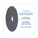 High Performance Stripping Floor Pads, 17" Diameter, Black, 5/carton