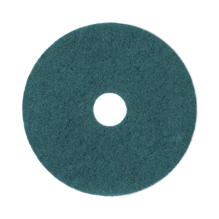 Heavy-Duty Scrubbing Floor Pads, 17" Diameter, Green, 5/carton