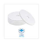 Polishing Floor Pads, 16" Diameter, White, 5/carton