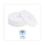 Polishing Floor Pads, 13" Diameter, White, 5/carton