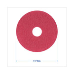 Buffing Floor Pads, 13" Diameter, Red, 5/carton