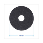 Stripping Floor Pads, 13" Diameter, Black, 5/carton