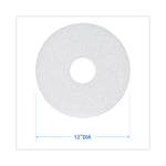 Polishing Floor Pads, 12" Diameter, White, 5/carton