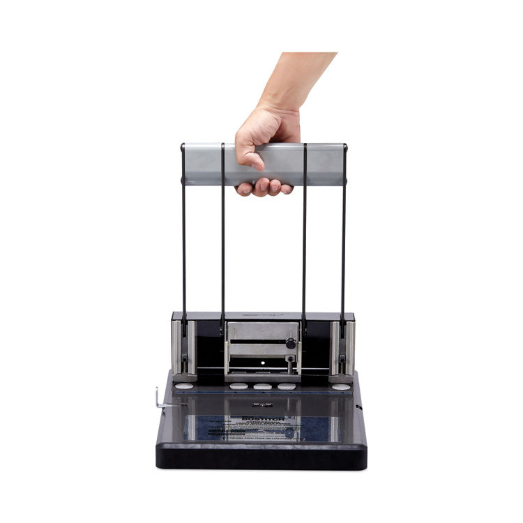 160-Sheet Antimicrobial Protected Xtreme Duty Adjustable Two- To Three-Hole Punch, 9/32" Holes, Black/silver