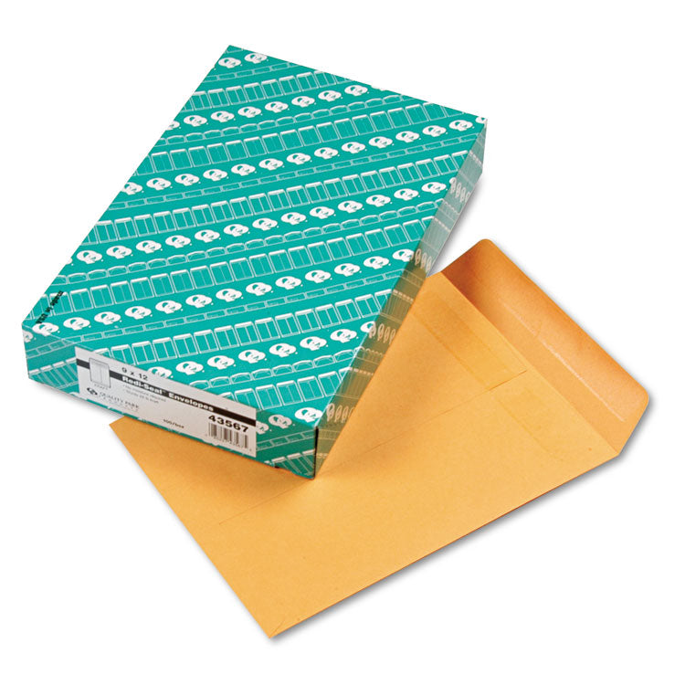 Redi-Seal Catalog Envelope, #10 1/2, Cheese Blade Flap, Redi-Seal Adhesive Closure, 9 x 12, Brown Kraft, 100/Box