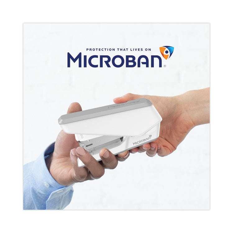 LX840 EasyPress Half Strip Stapler with Antimicrobial Protection, 25-Sheet Capacity, White