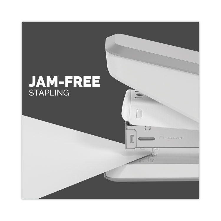 LX840 EasyPress Half Strip Stapler with Antimicrobial Protection, 25-Sheet Capacity, White