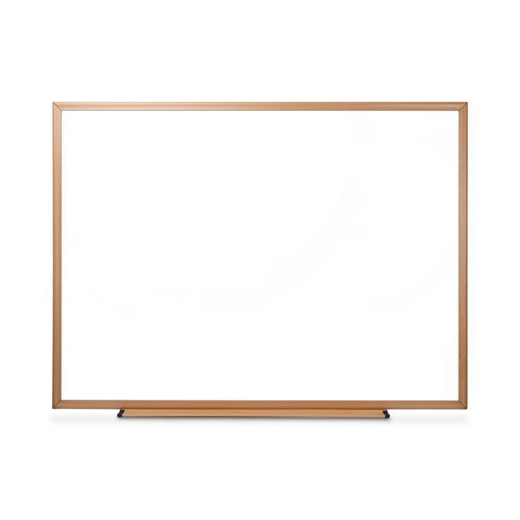 Deluxe Melamine Dry Erase Board, 48" x 36", White Surface, Oak Finished Fiberboard (MDF) Frame