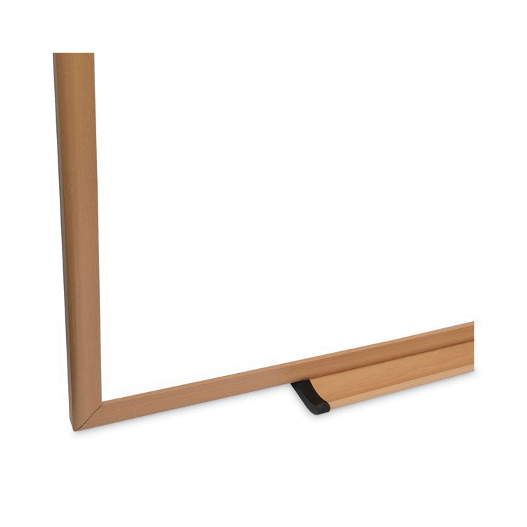 Deluxe Melamine Dry Erase Board, 48" x 36", White Surface, Oak Finished Fiberboard (MDF) Frame