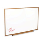 Deluxe Melamine Dry Erase Board, 48" x 36", White Surface, Oak Finished Fiberboard (MDF) Frame