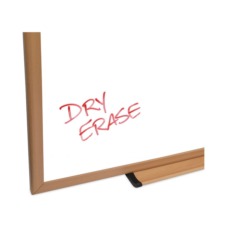 Deluxe Melamine Dry Erase Board, 48" x 36", White Surface, Oak Finished Fiberboard (MDF) Frame