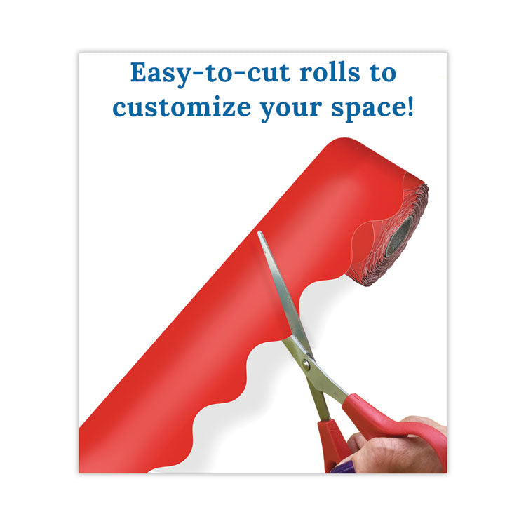 Rolled Borders, Scalloped Border, Back to School, 2.25" x 65 ft, Red